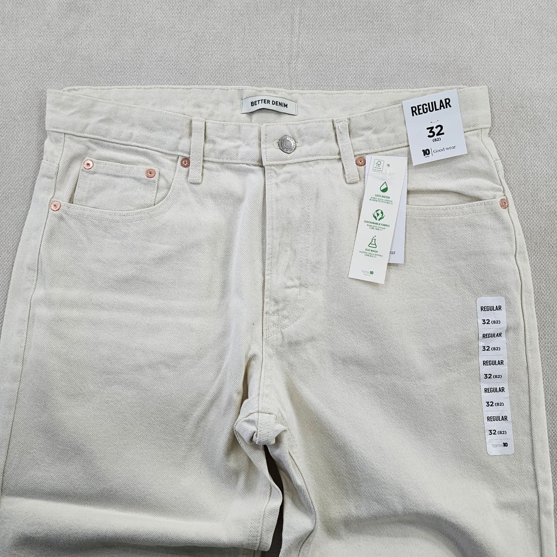 [32] 새상품 탑텐 화이트 일자 코튼 치노 면팬츠 0120Y2 상품이미지2