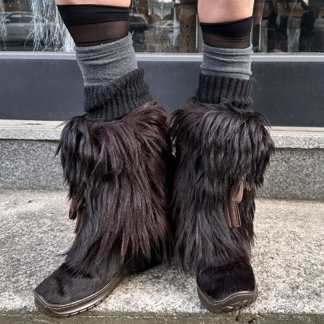 00s 레어 파잘 초코 브라운 퍼 털부츠 상품이미지9