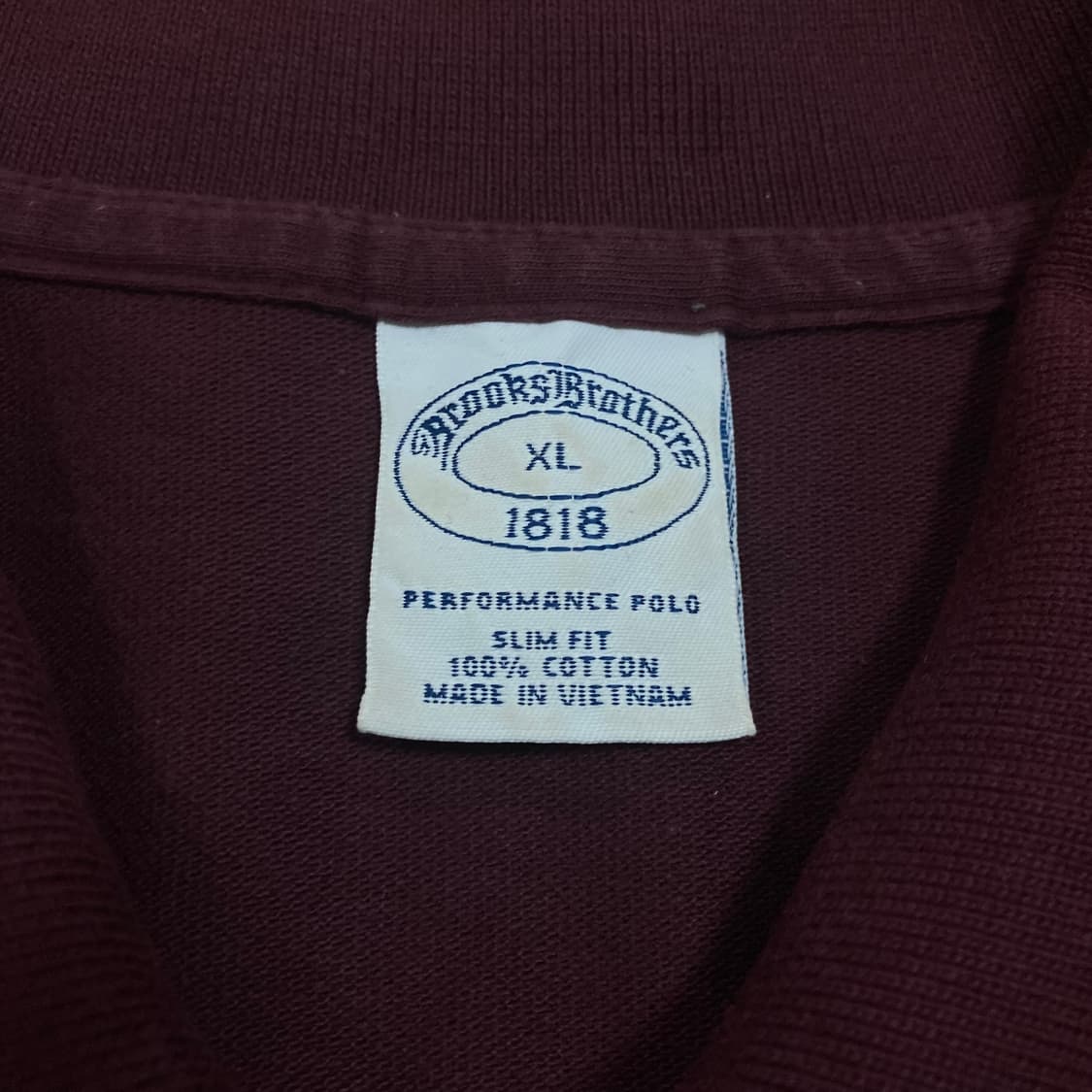 브룩스 브라더스 스몰 로고 버건디 카라 반팔티 상품이미지3