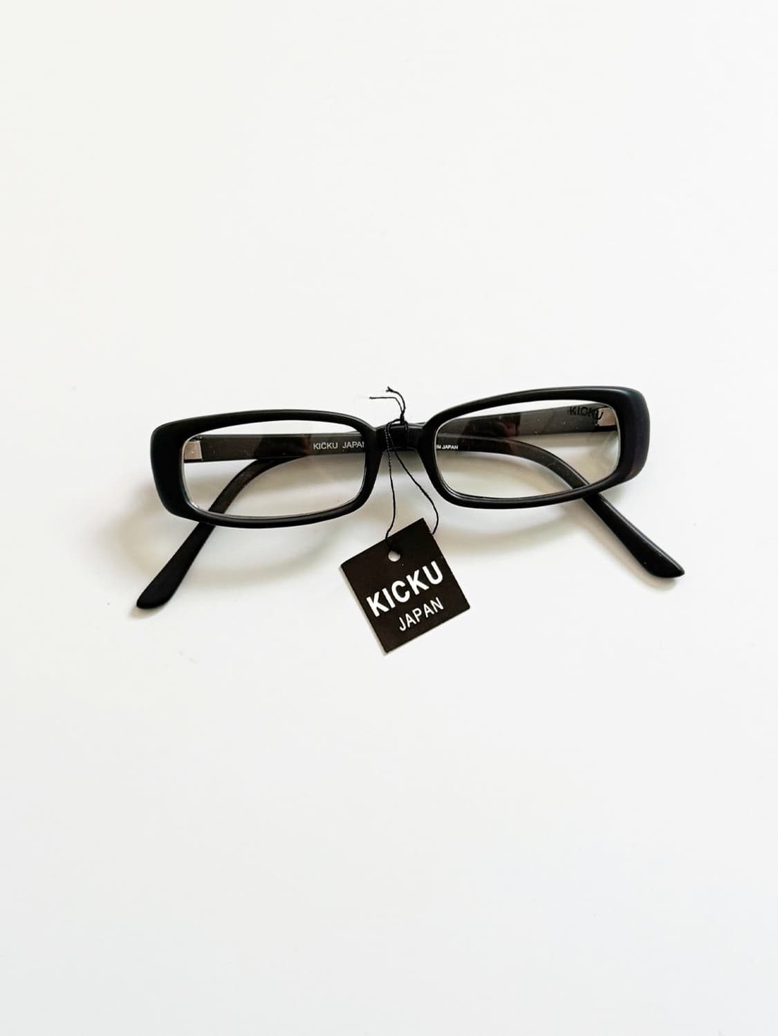 90s KICKU JAPAN 맷블랙 뿔테 스퀘어 빈티지 안경 상품이미지1