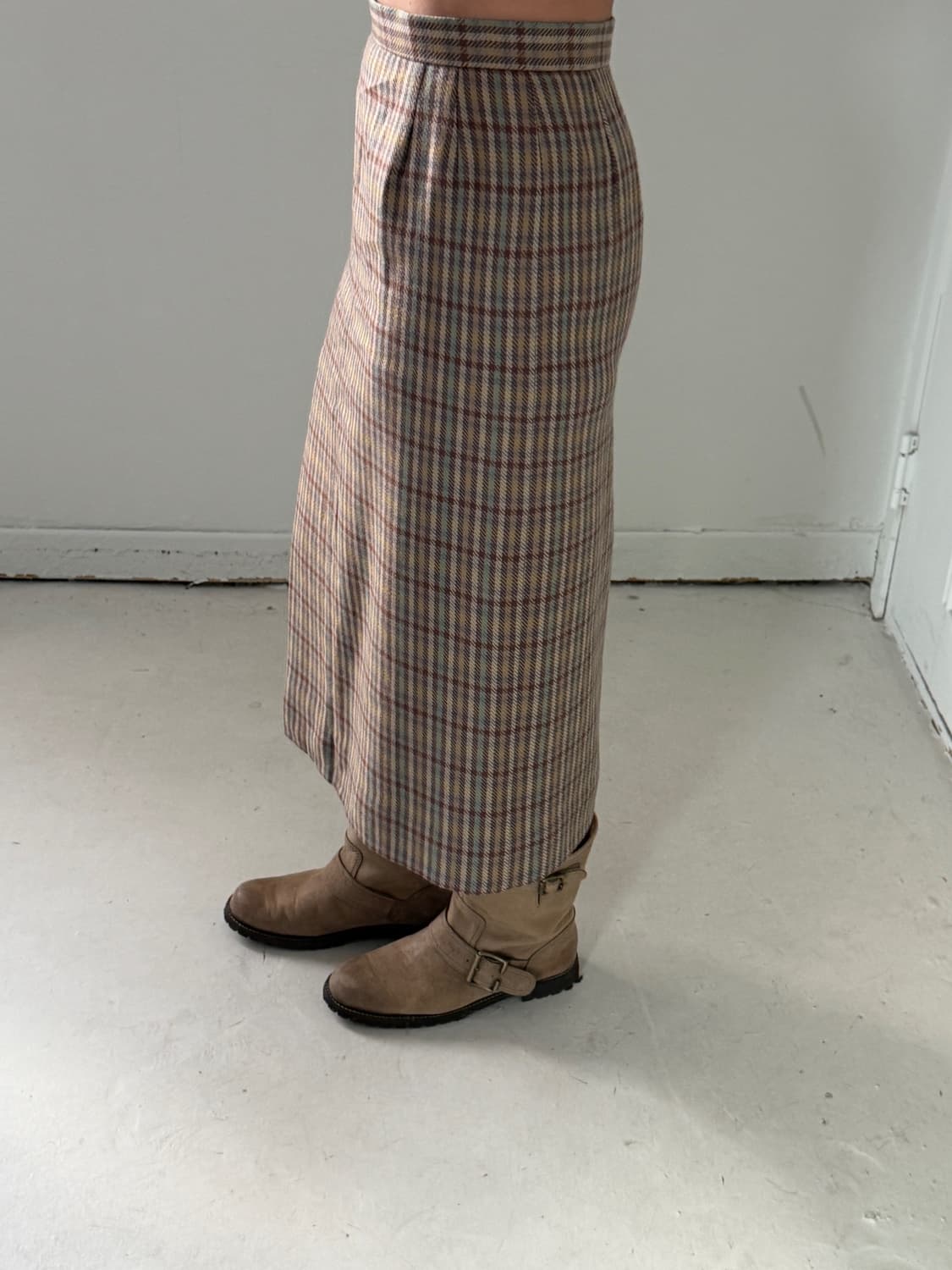 일본빈티지 체크 롱스커트 상품이미지3