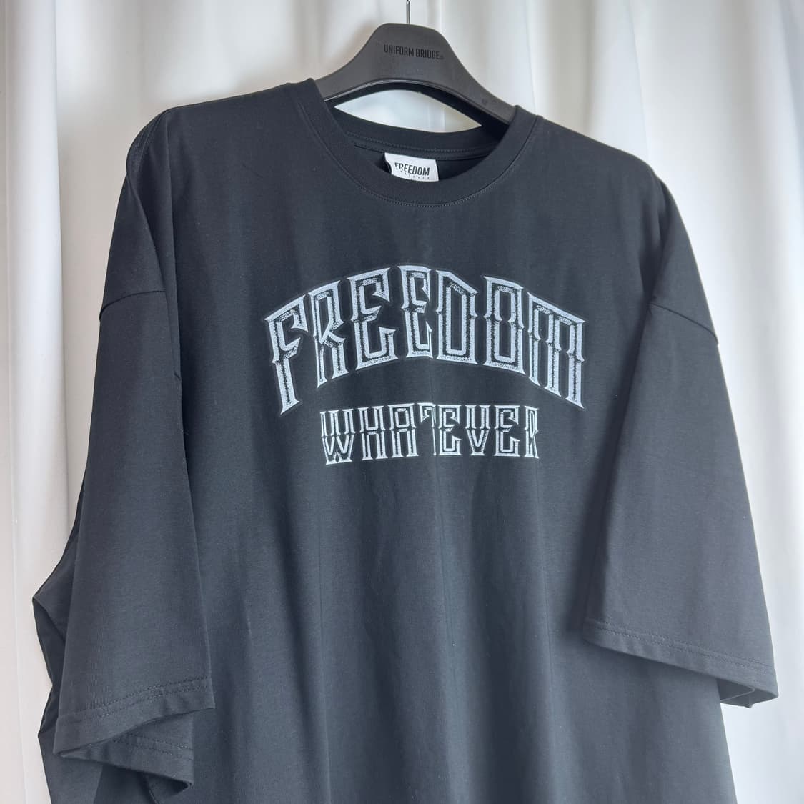 프리덤 해치 프린팅 반팔 티셔츠 블랙 4XL 오버핏 빅사이즈 상품이미지5