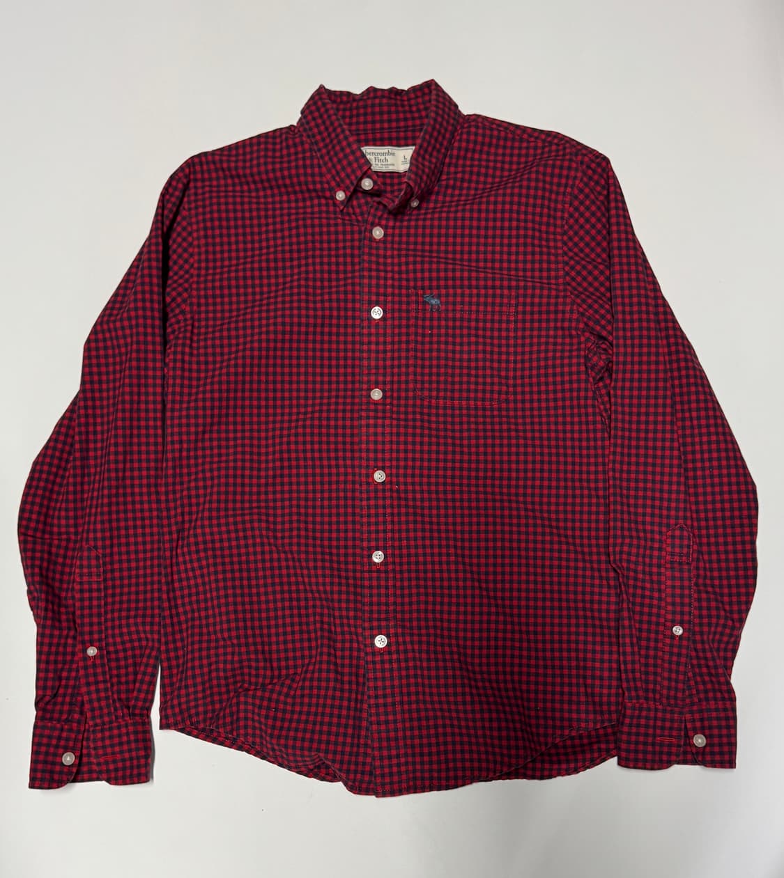 아베크롬비 빈티지 레트로 레드 긴팔 체크 셔츠 M ~ L 상품이미지1