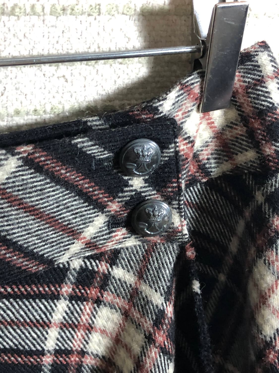 일본 빈티지 울 체크 패턴 미디엄 롱 스커트 상품이미지3