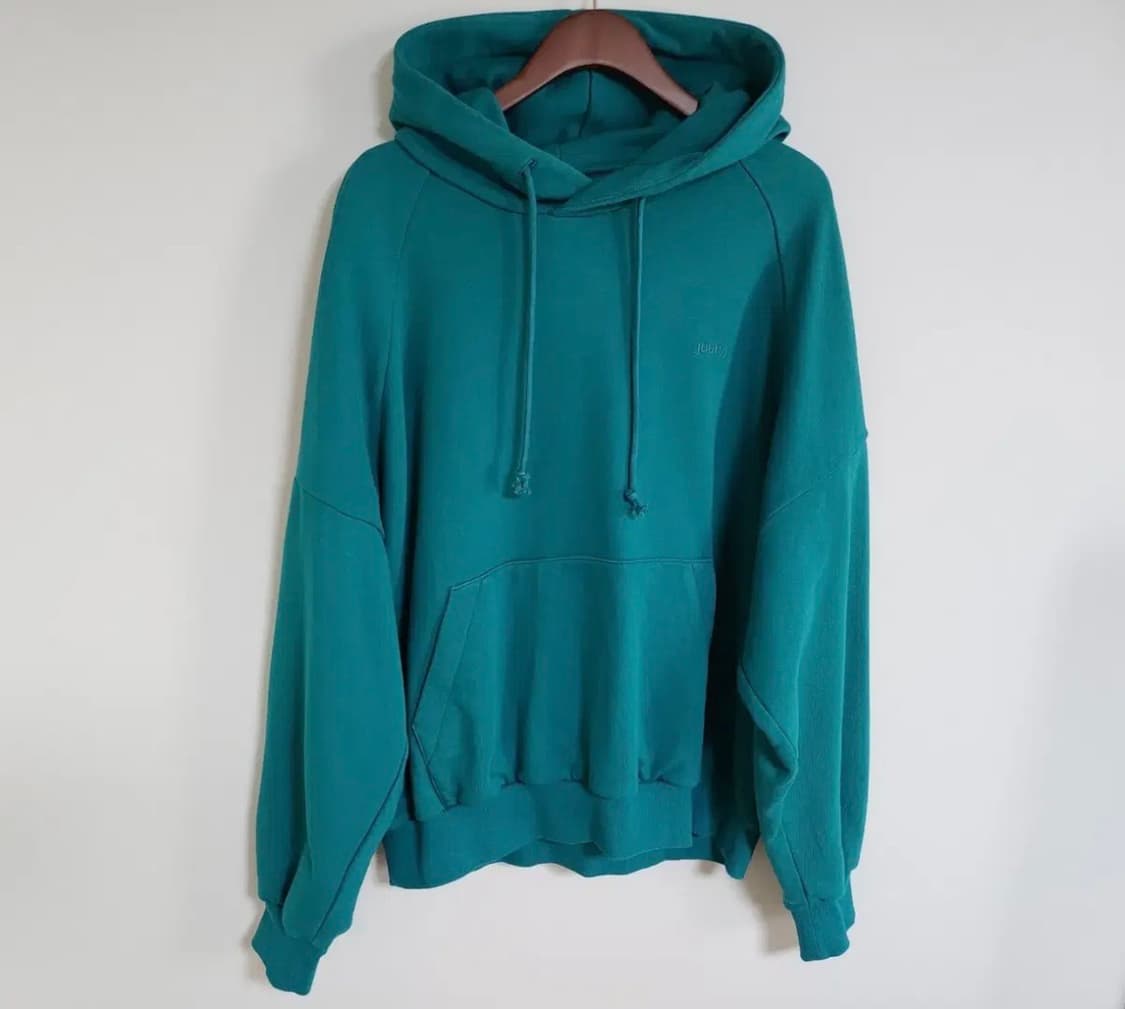 준지 아쿠아그린 랑꽁뜨레 자수 오버핏 후드티 상품이미지1