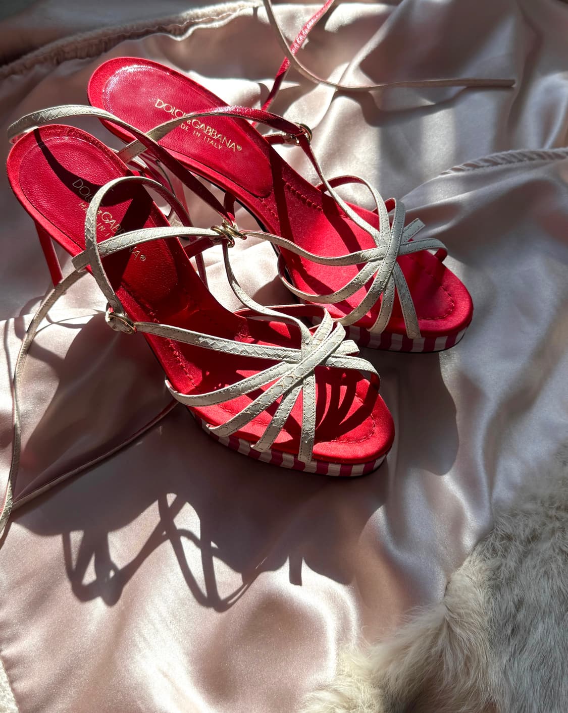 Dolce & Gabbana 스트라이프 스트랩 샌들힐  상품이미지3