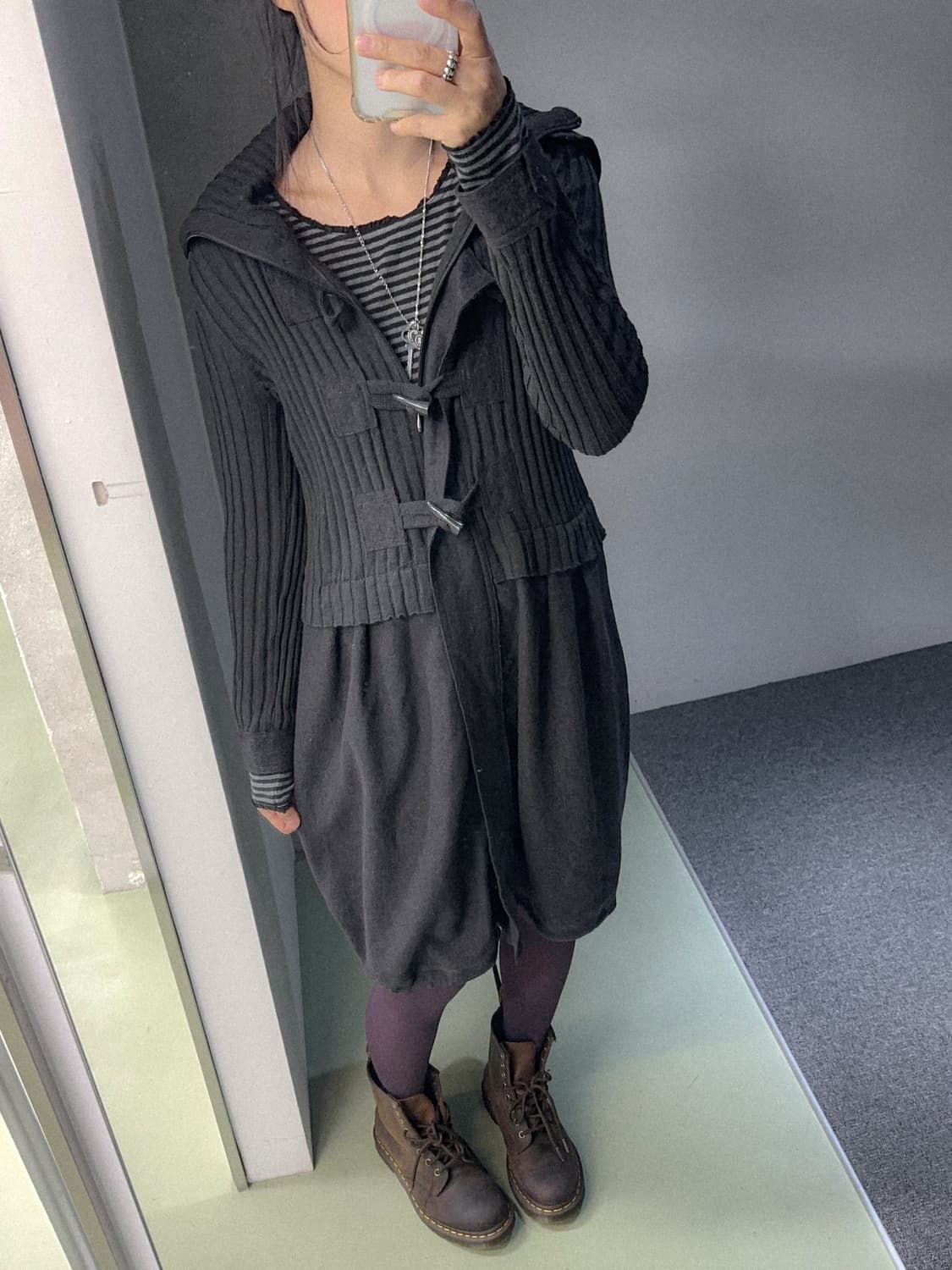 duffle hood knit/wool zip jacket(gray) 상품이미지1