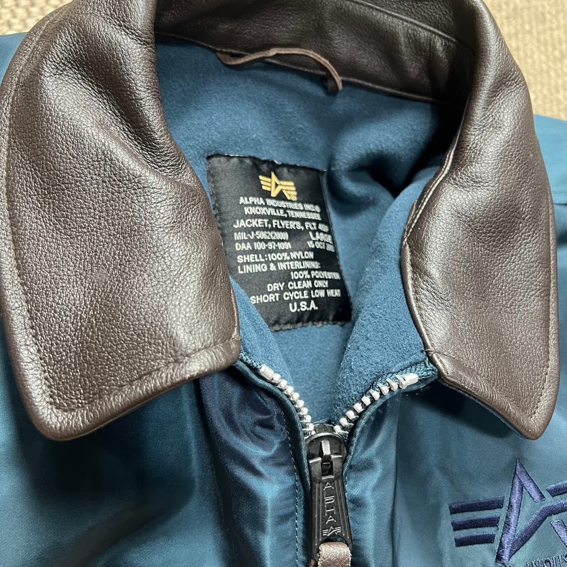 알파인더스트리 CWU-45P 레더 카라 항공 자켓 L 상품이미지5