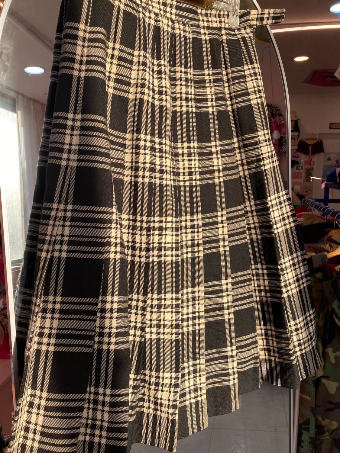 빈티지 체크 플리츠 미디 스커트 상품이미지3