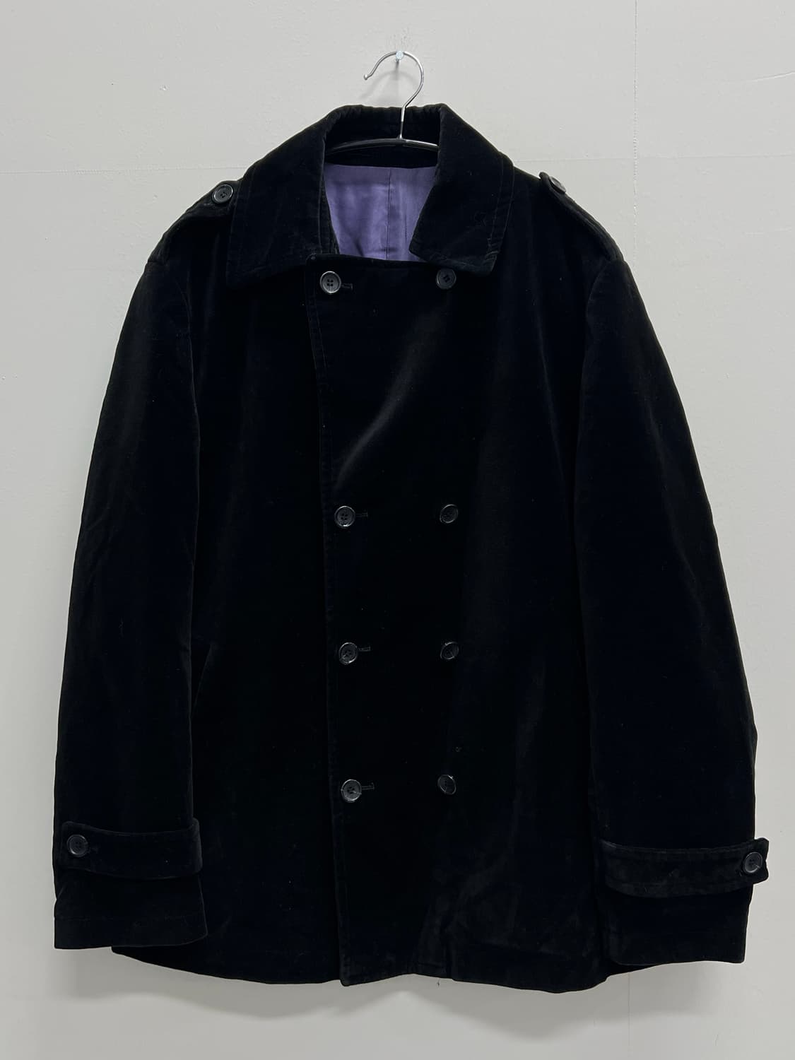 마인드브리지 더블버튼 벨벳 코트 블랙 상품이미지2