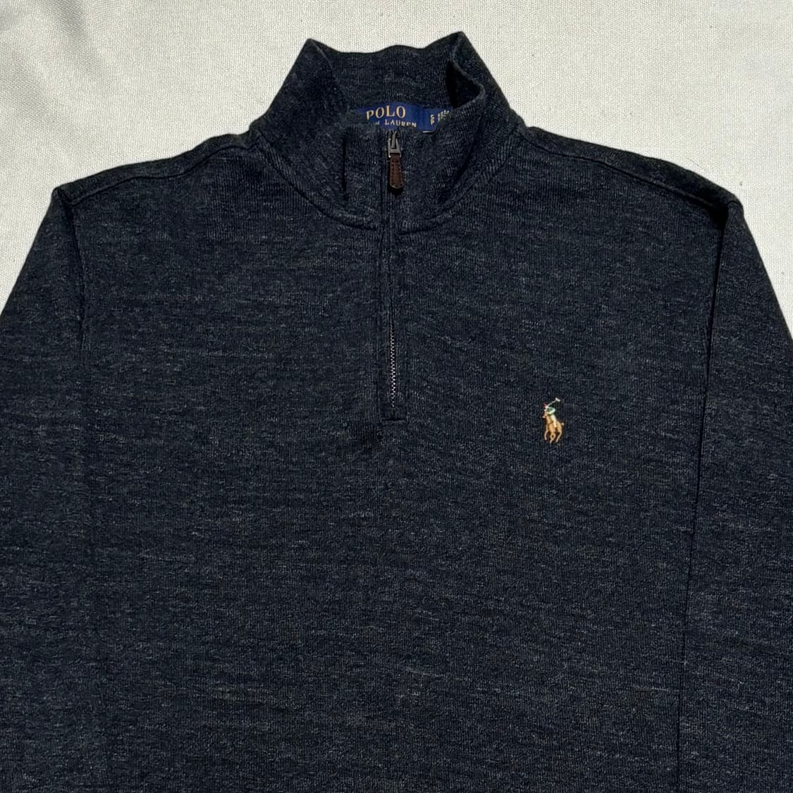 S 폴로랄프로렌 멀티 포니 코튼 챠콜 반집업 니트 상품이미지1
