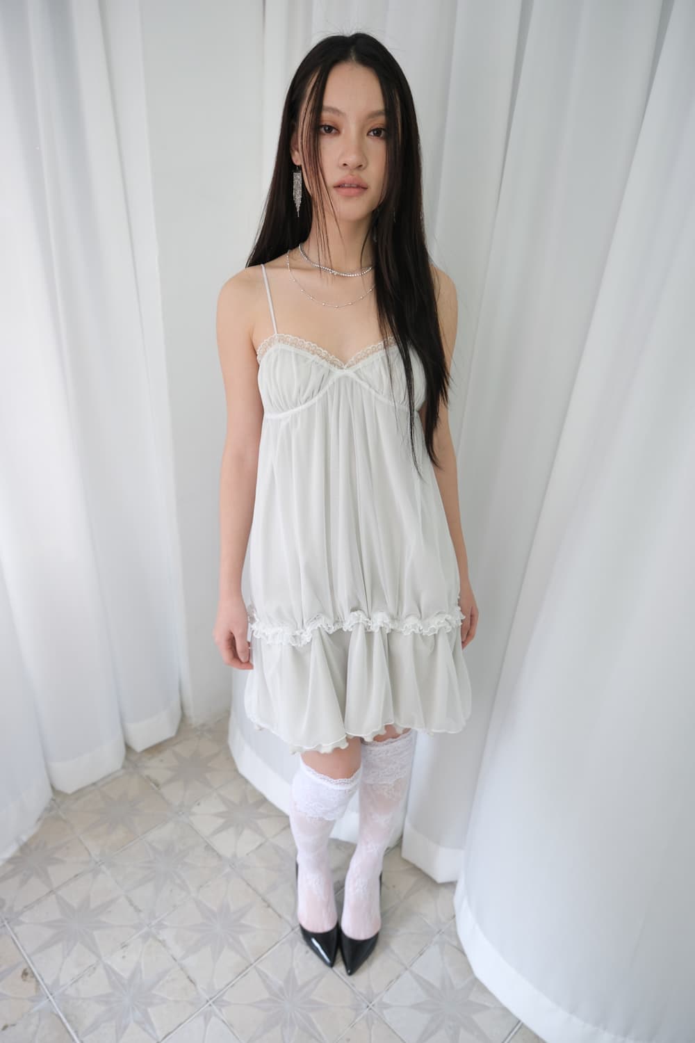 Sheer Layered Two-Way Dress *Baby Sage 상품이미지5