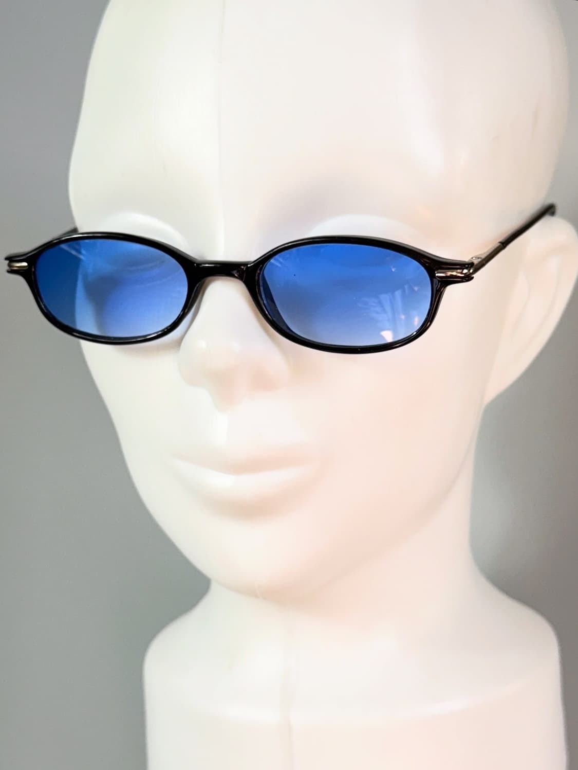 90s 블랙 뿔테 스퀘어 블루 틴트 빈티지 안경 상품이미지8