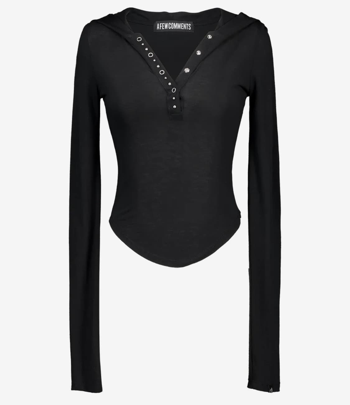 이퓨커멘츠 메탈 스터드 후드 롱슬리브 탑 BLACK 상품이미지1