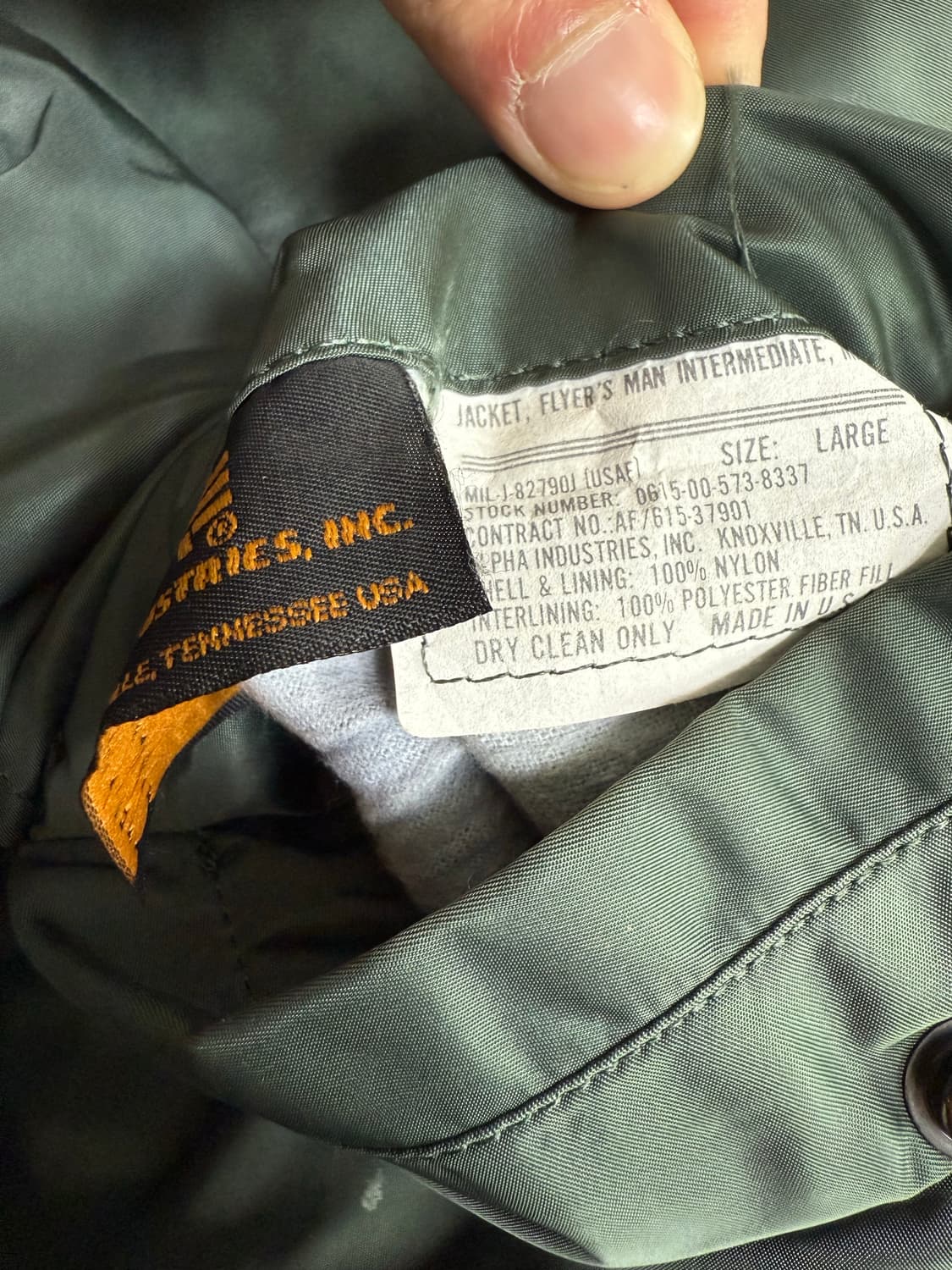 알파인더스트리 ma-1 L(made in usa) 상품이미지4