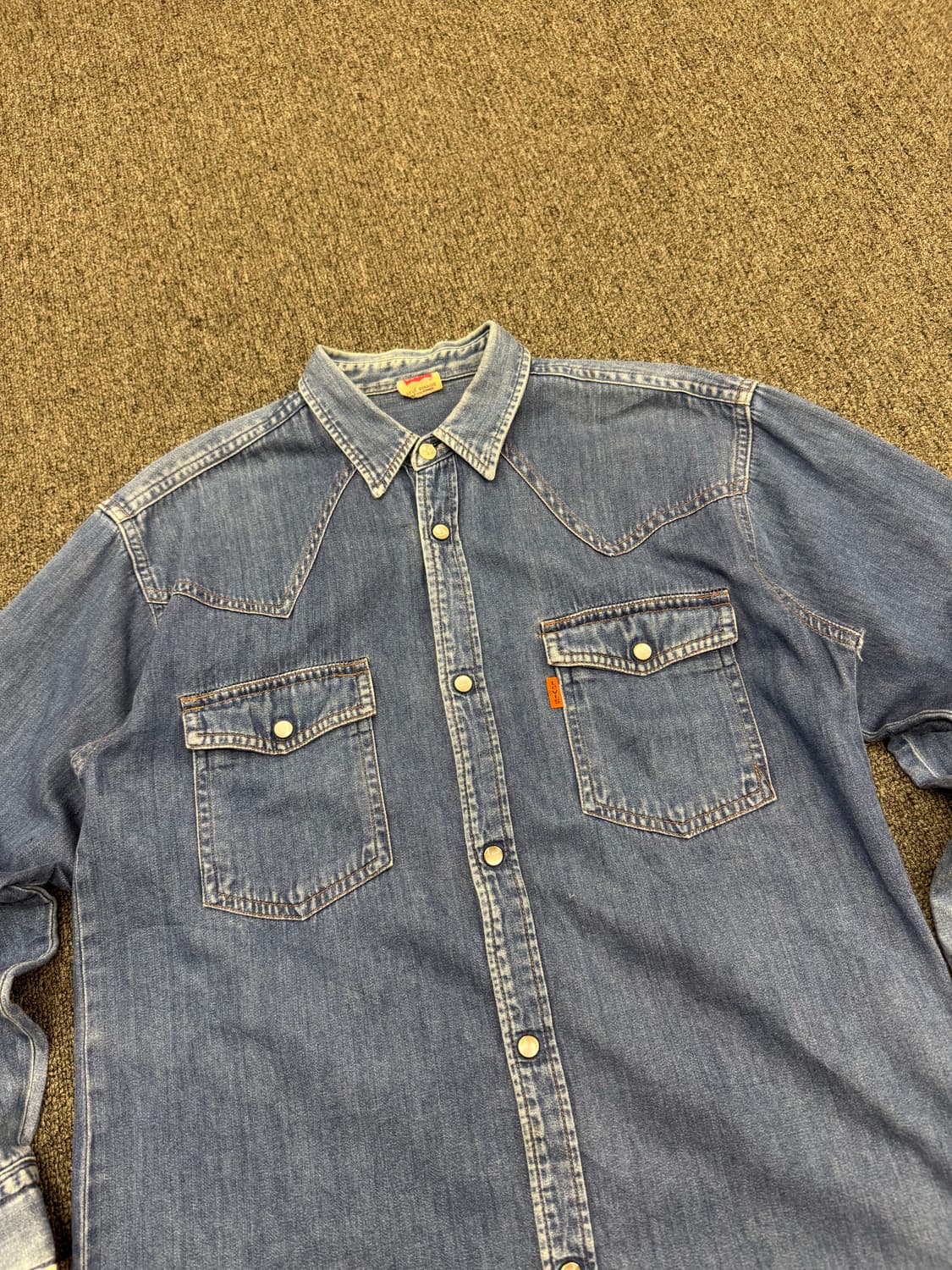 OS)리바이스 빈티지 오렌지 탭 웨스턴 데님 긴팔셔츠 상품이미지2