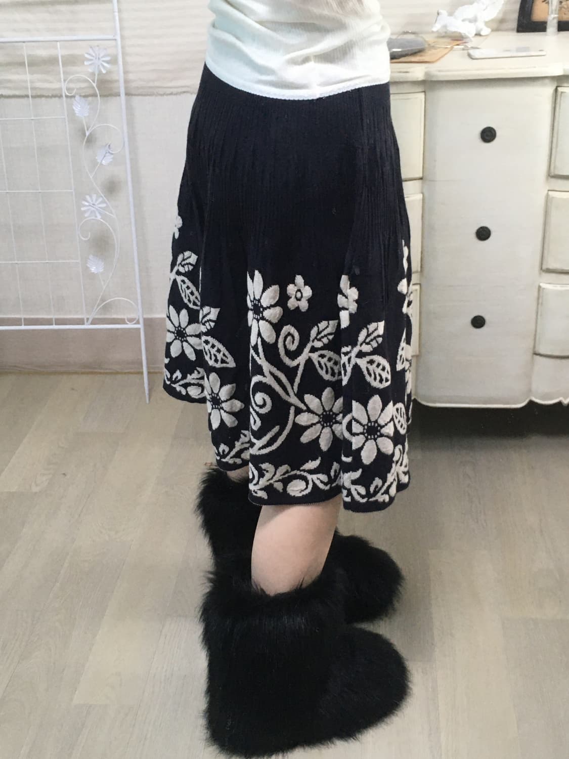 jpn vintage 딥네이비 니트 미디스커트 상품이미지2