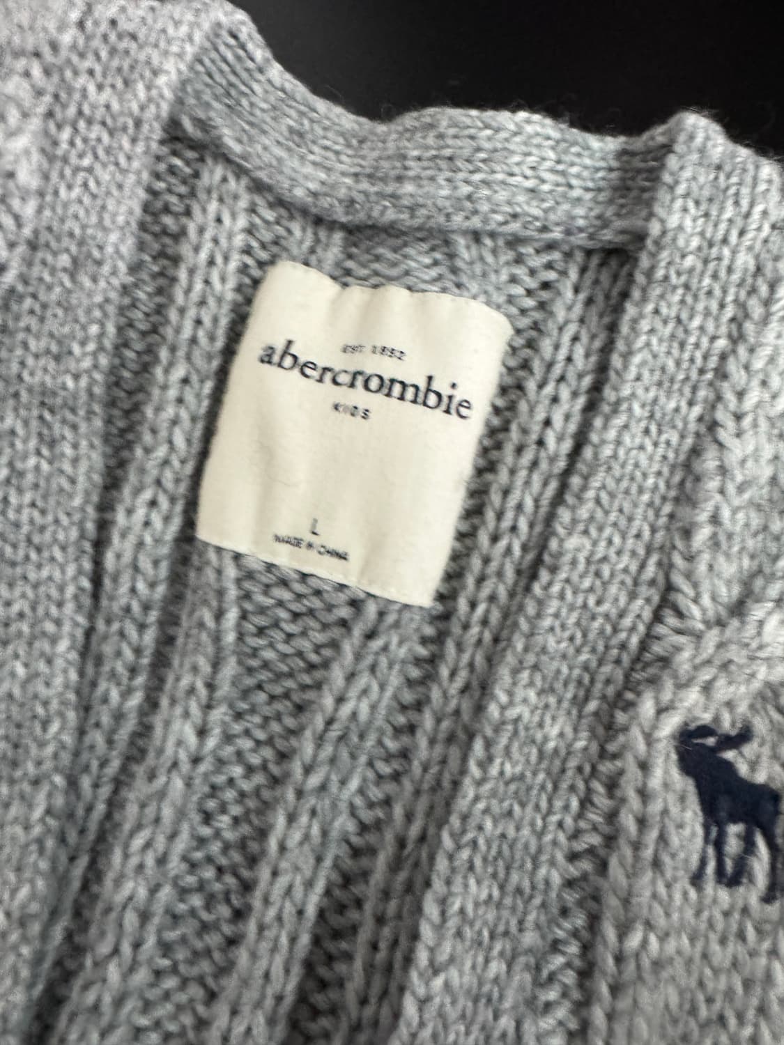 여성 아베크롬비 순록 로고 꽈배기 가디건 상품이미지3
