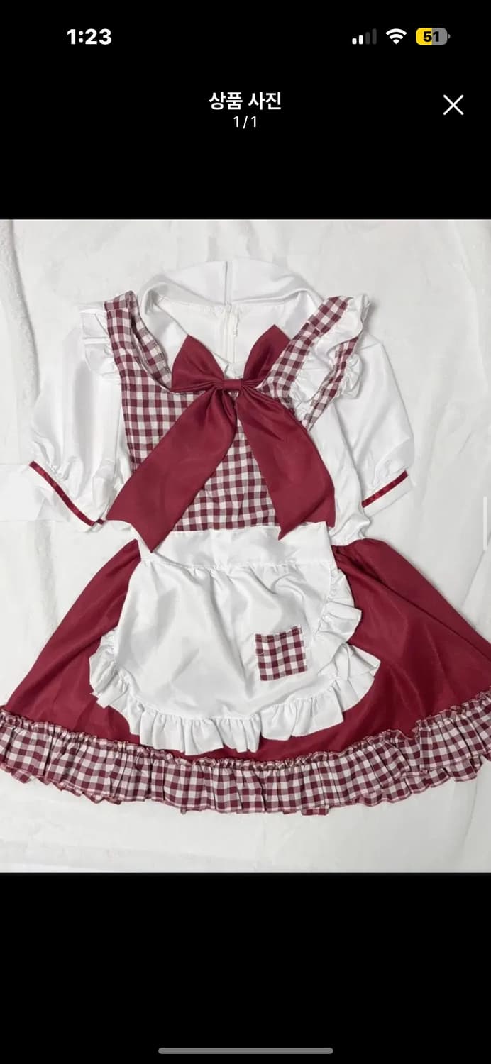 레드 타탄체크 메이드복 코스프레 의상 풀셋 상품이미지1