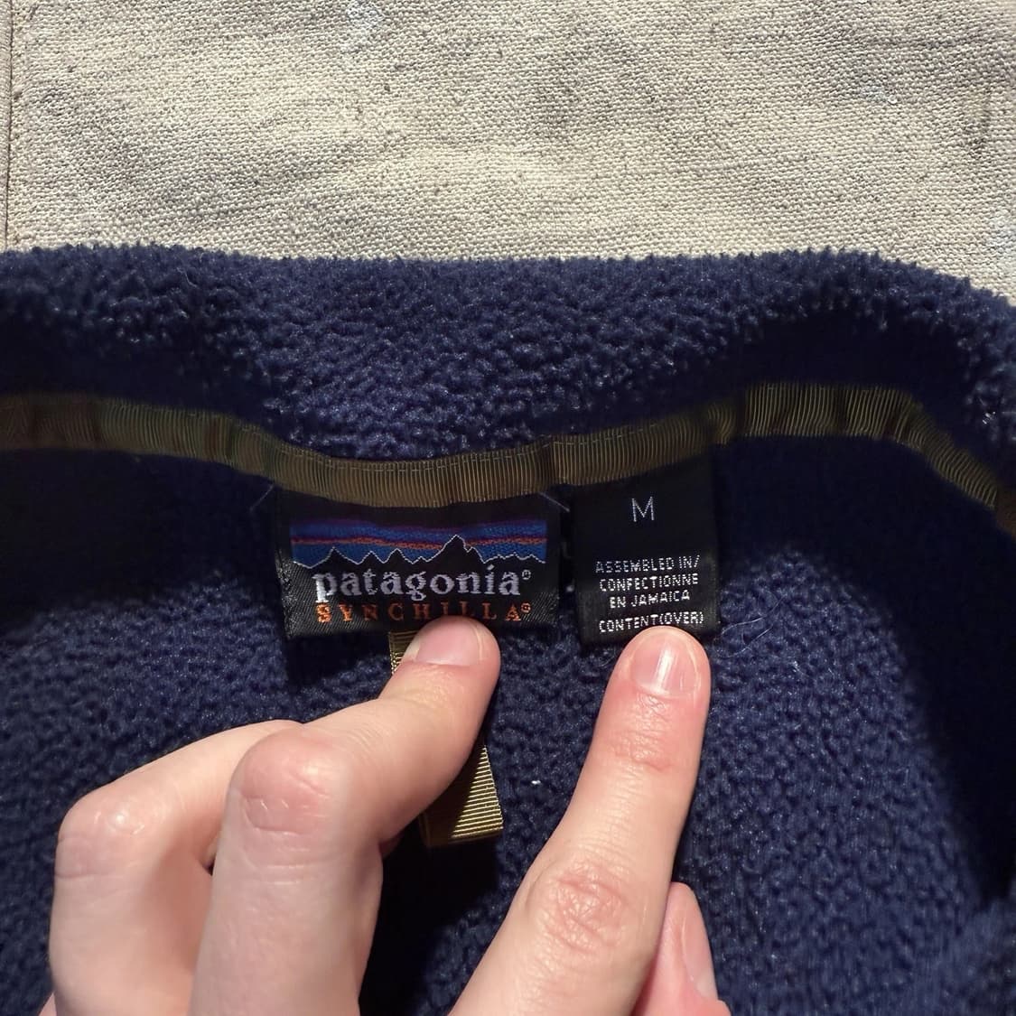 90s 자메이카 파타고니아 신칠라 스냅-T 네이비 상품이미지4