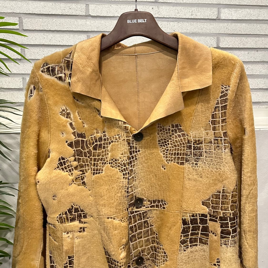 JPN VINTAGE 피치드 레더 자켓 리버시블 크랙 패턴 디테일 카멜 상품이미지6