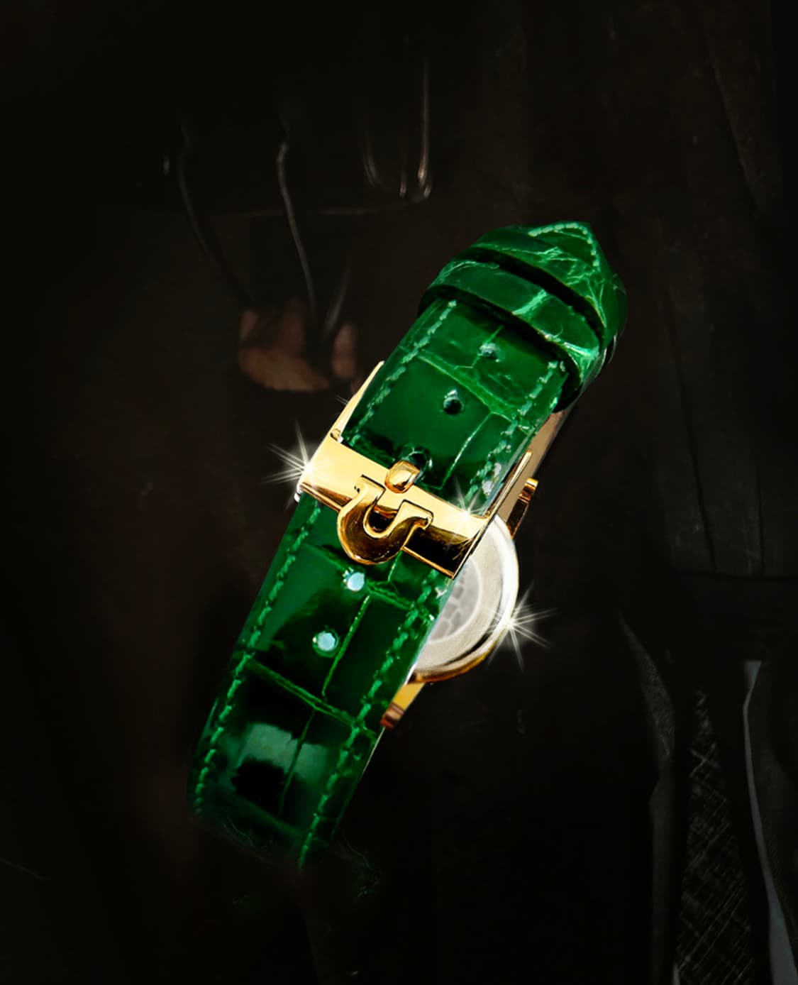 오메가 드빌 희귀 화이트 아이보리 다이얼 여성 그린 악어 가죽 시계 상품이미지8