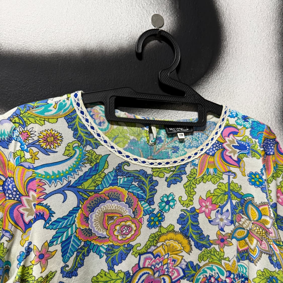 VTG 이탈리아 빈티지 키치 오리엔탈 패턴 반팔 크롭 탑 상품이미지3