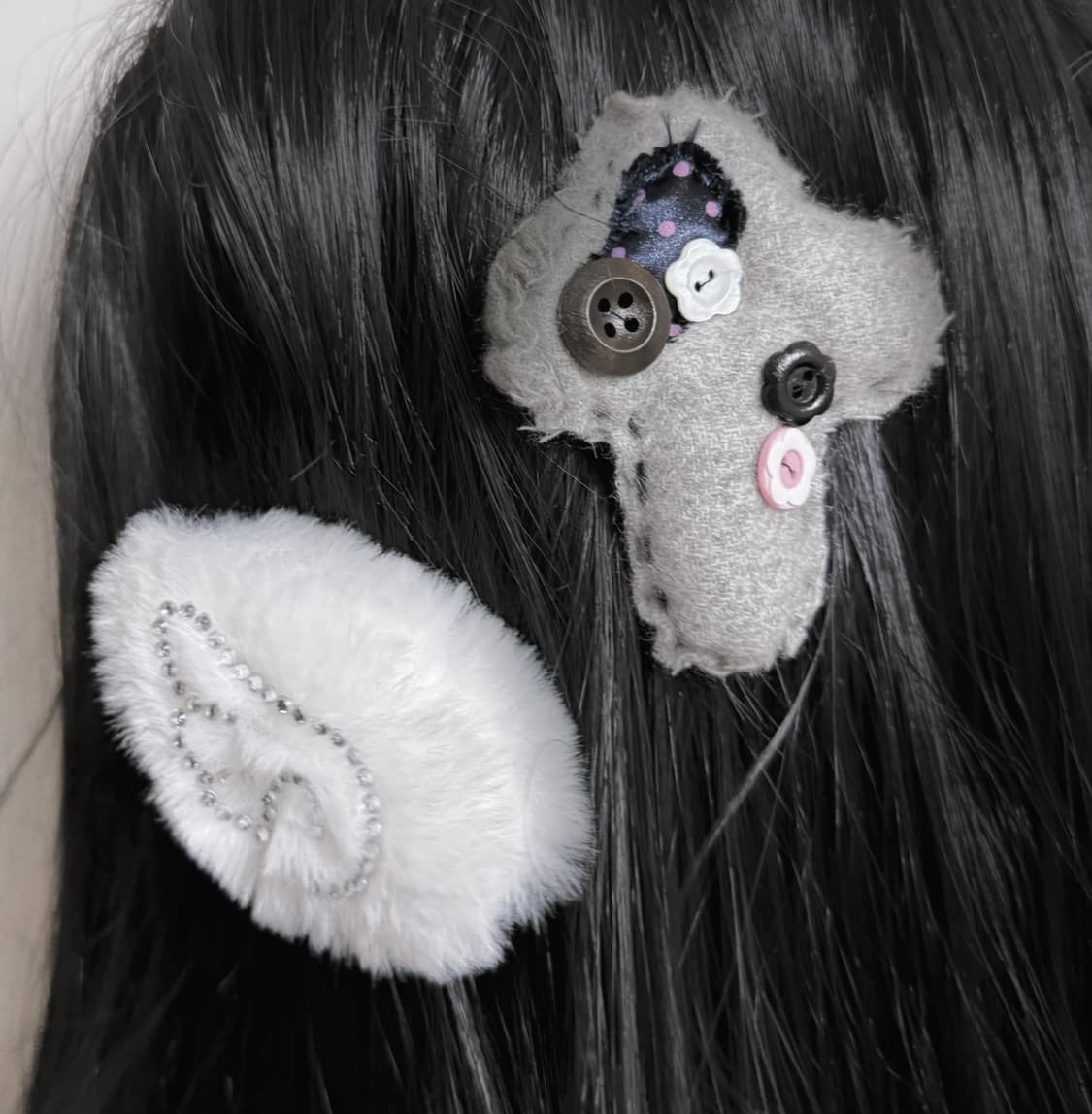 십자가 쿠션 단추 헤어핀 상품이미지1