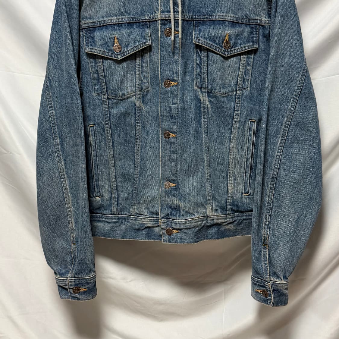 [S+급/XL] 셀린느 백로고 후드 데님 청자켓 그레이 상품이미지5