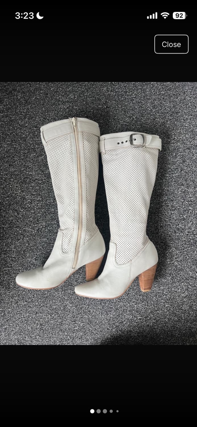 빈티지 Y2K 버클 화이트 가죽 니하이 롱부츠 250 상품이미지1