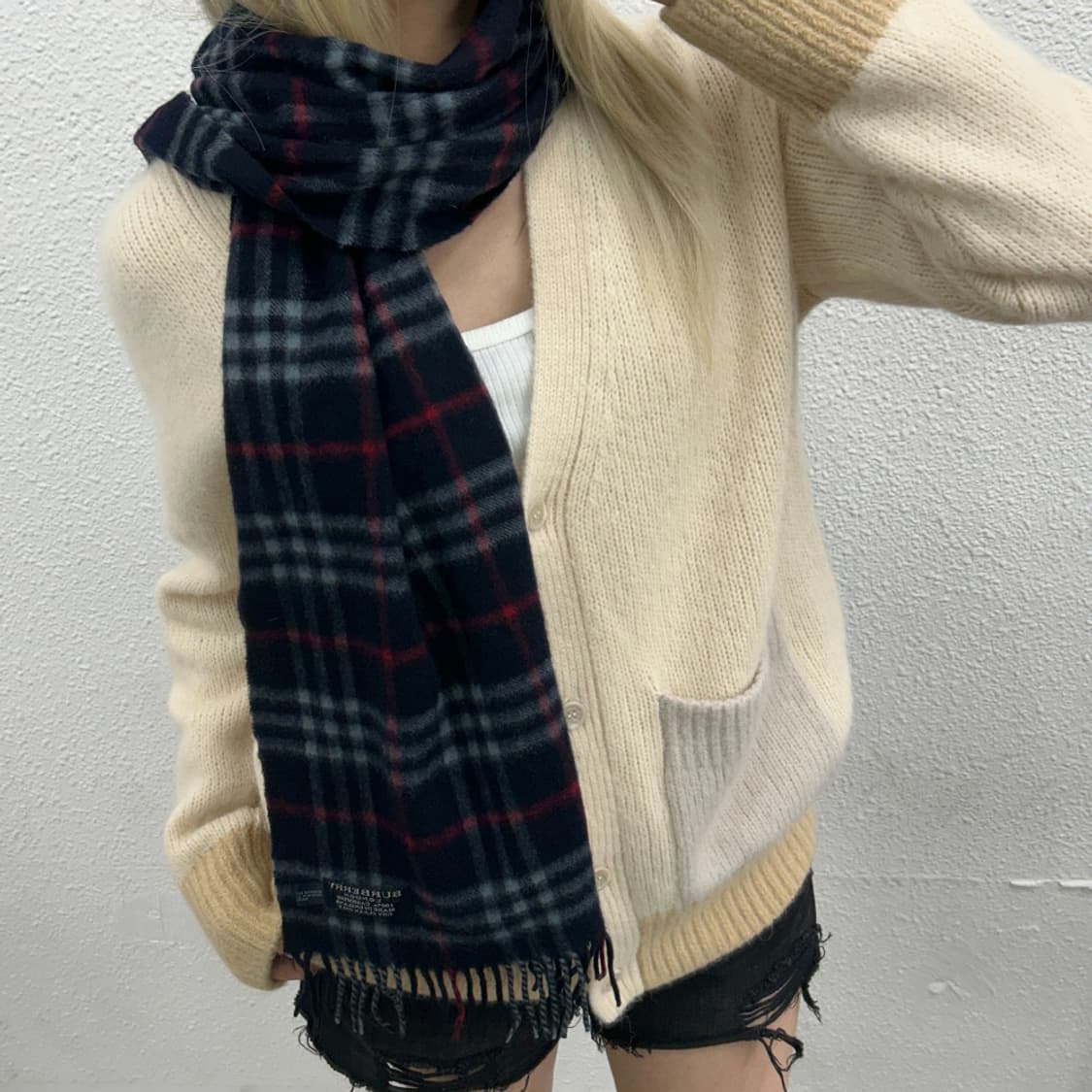 버버리 네이비 노바체크 캐시미어 네이비 머플러 상품이미지2