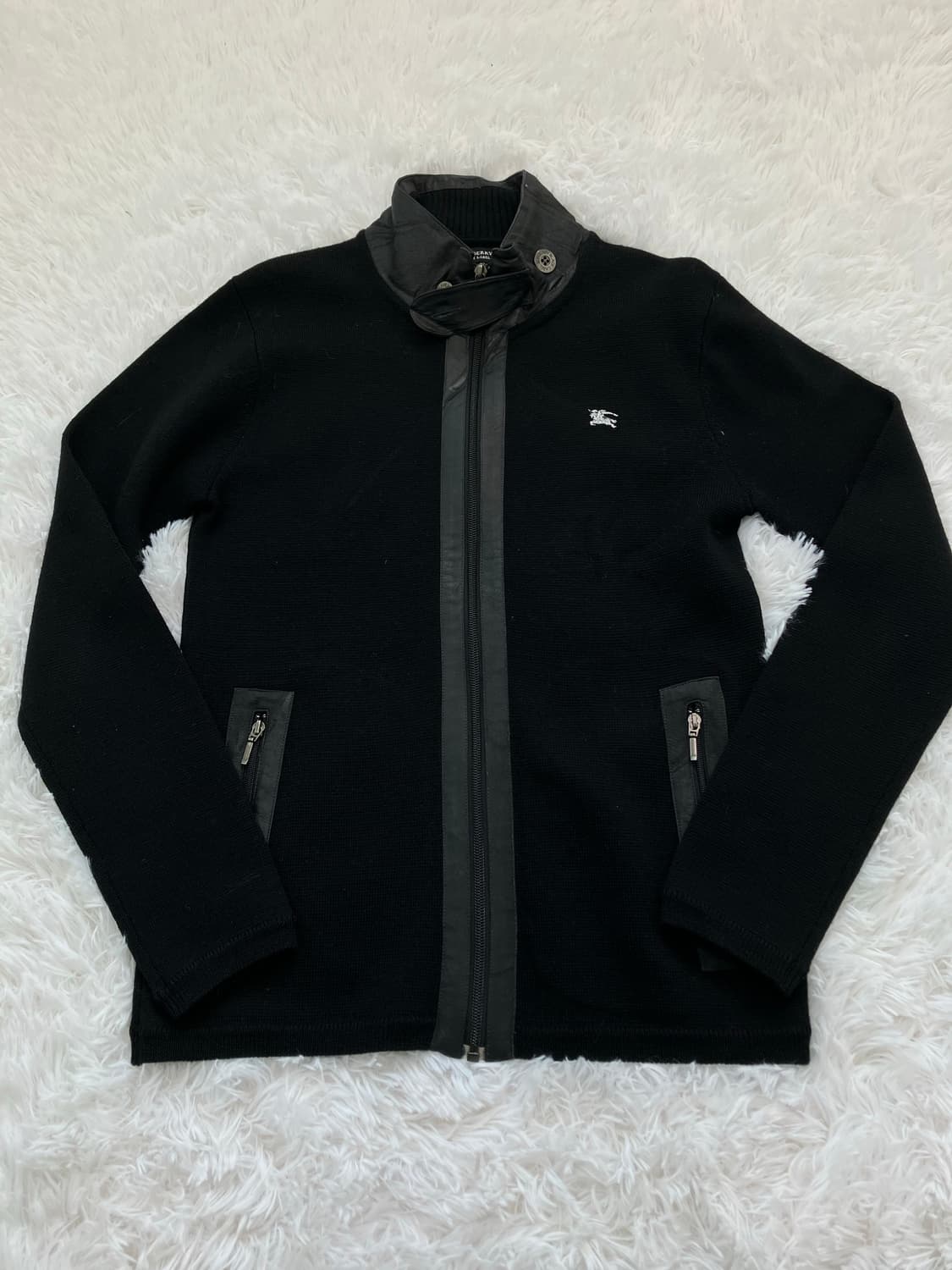 버버리 블랙라벨 레더 니트 집업 o-783 y2k 스트릿 갸루 펑키 일본 상품이미지2