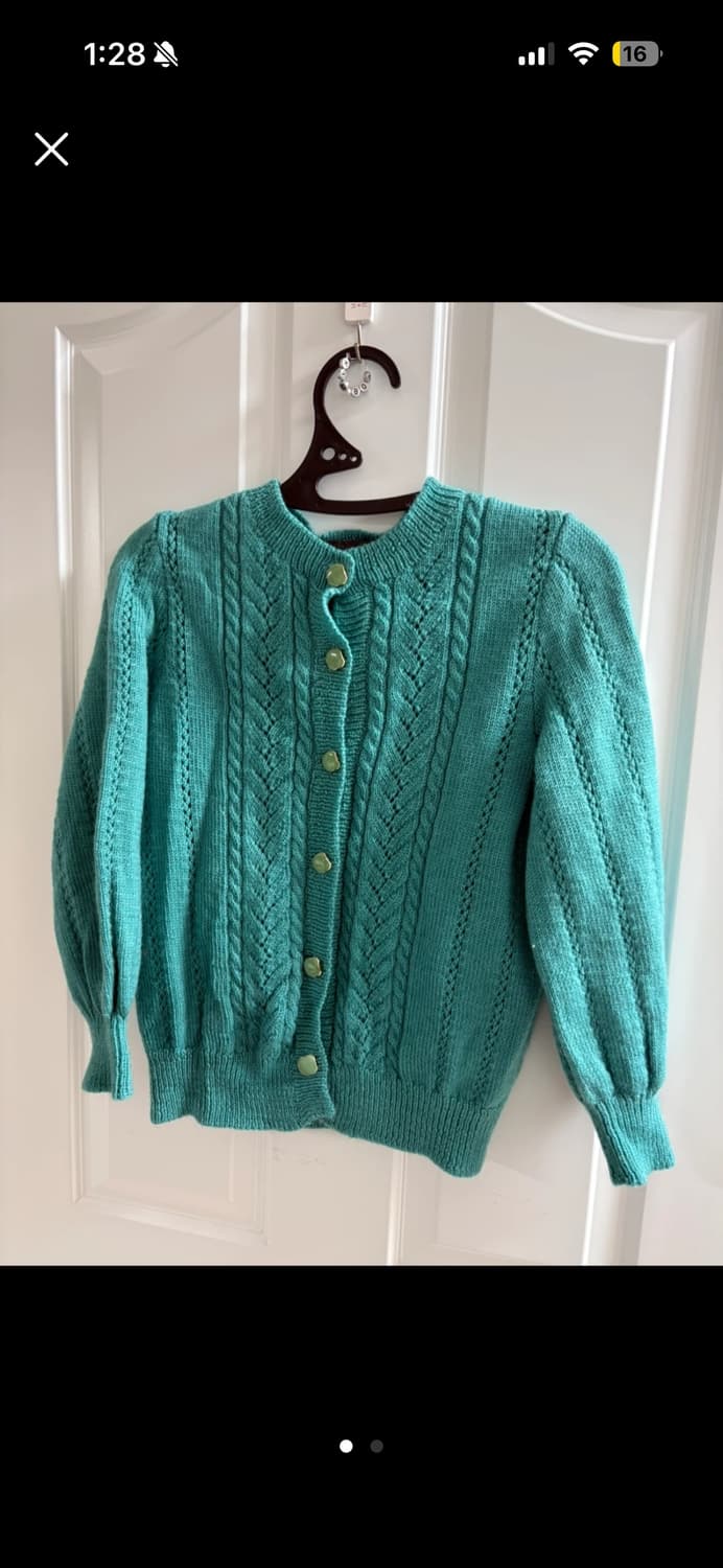빈티지 청록색 니트 가디건 상품이미지1