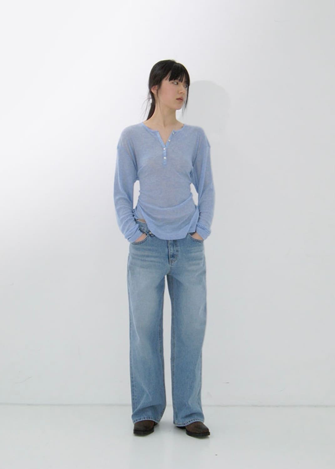 repos Low Rise Denim Pants Light Blue 상품이미지3
