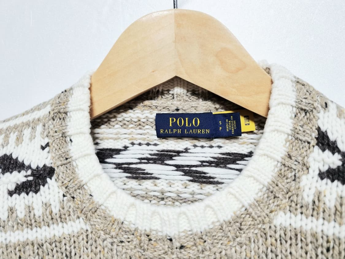 여성 레어 2022 폴로 QR인증 인타르시아 울 블렌드 긴팔 스웨터 니트 상품이미지2