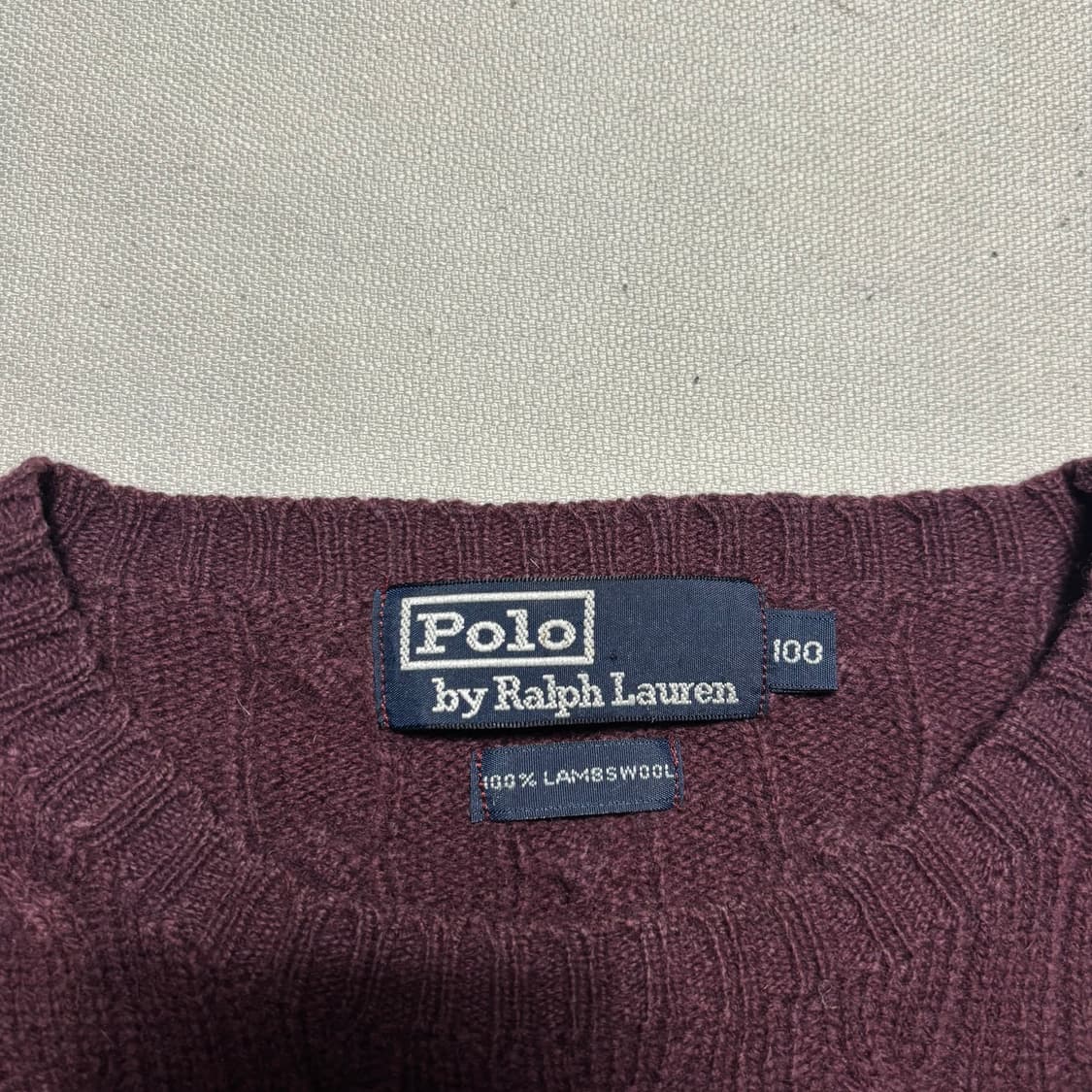 100 폴로랄프로렌 램스울 버건디 케이블 니트 상품이미지4