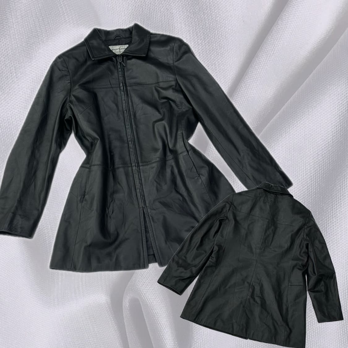 Mia Canma sheepskin 블랙 양가죽 레더 고스로리 코트 자켓 상품이미지1