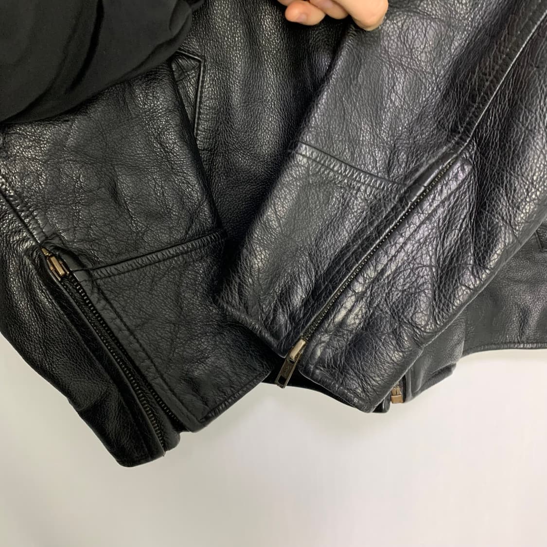 빈티지 지퍼 디테일 소가죽 리얼레더 자켓 00s 2010 상품이미지4