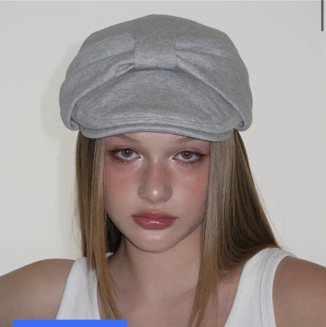 크랭크 리본 헌팅캡 그레이 상품이미지1