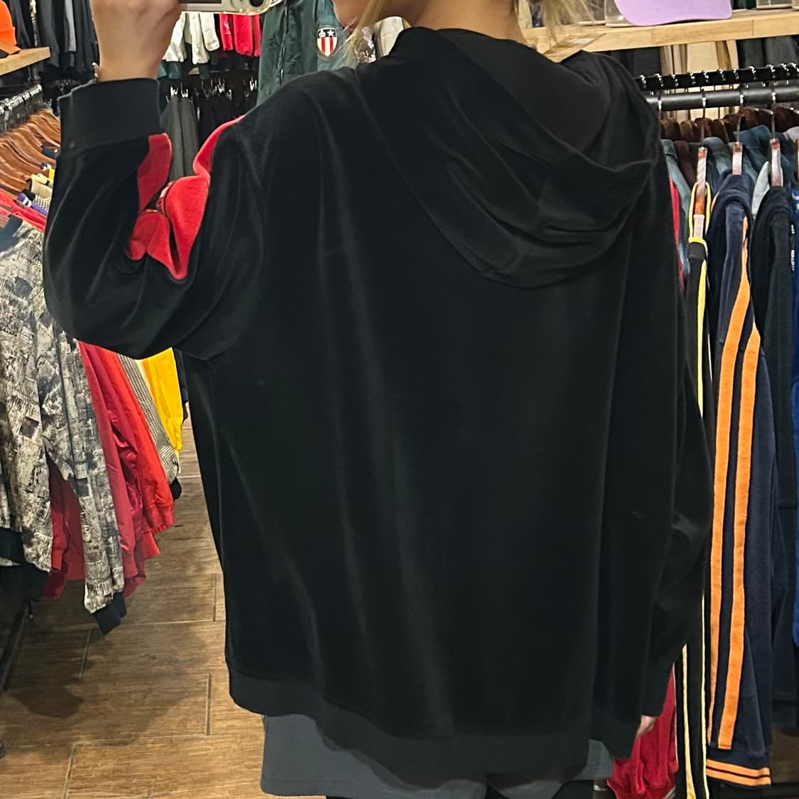 [HI] 타미힐피거 벨벳 후드집업 블랙  상품이미지5