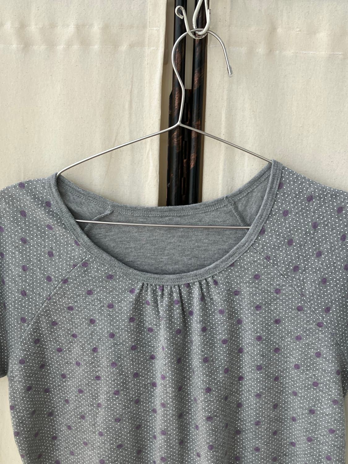 gray purple dot shirring half t-shirt 상품이미지5