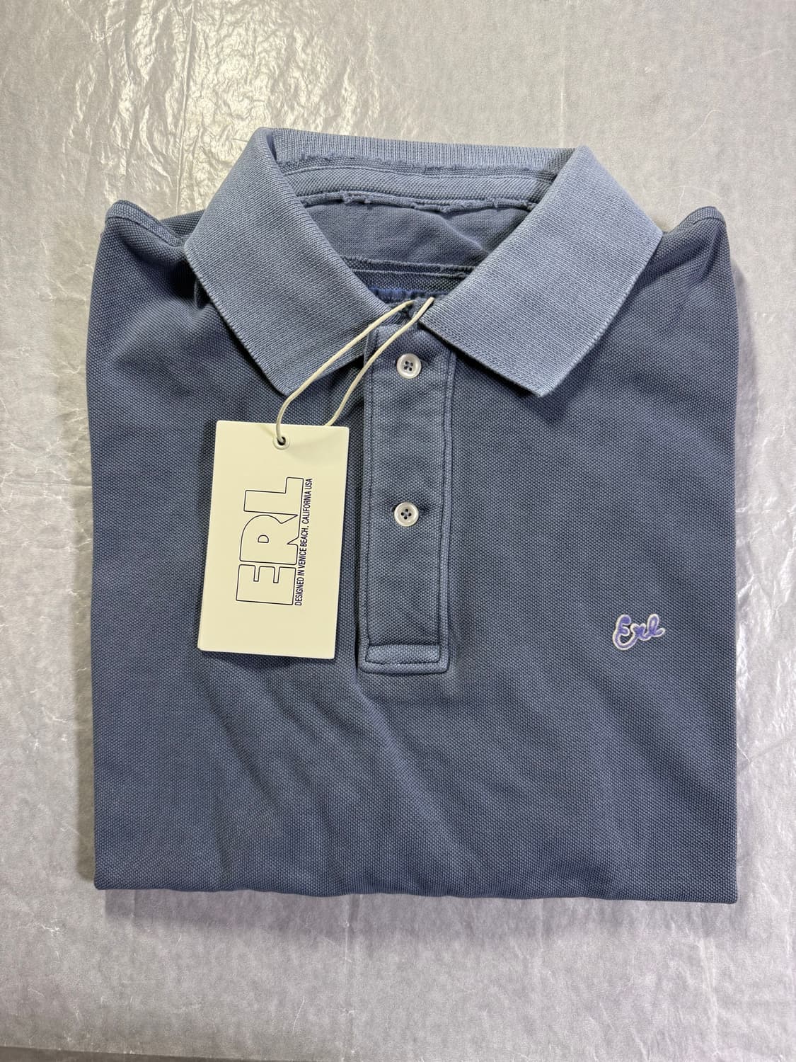 [XL] ERL 스크립트 폴로 티셔츠 블루 상품이미지1