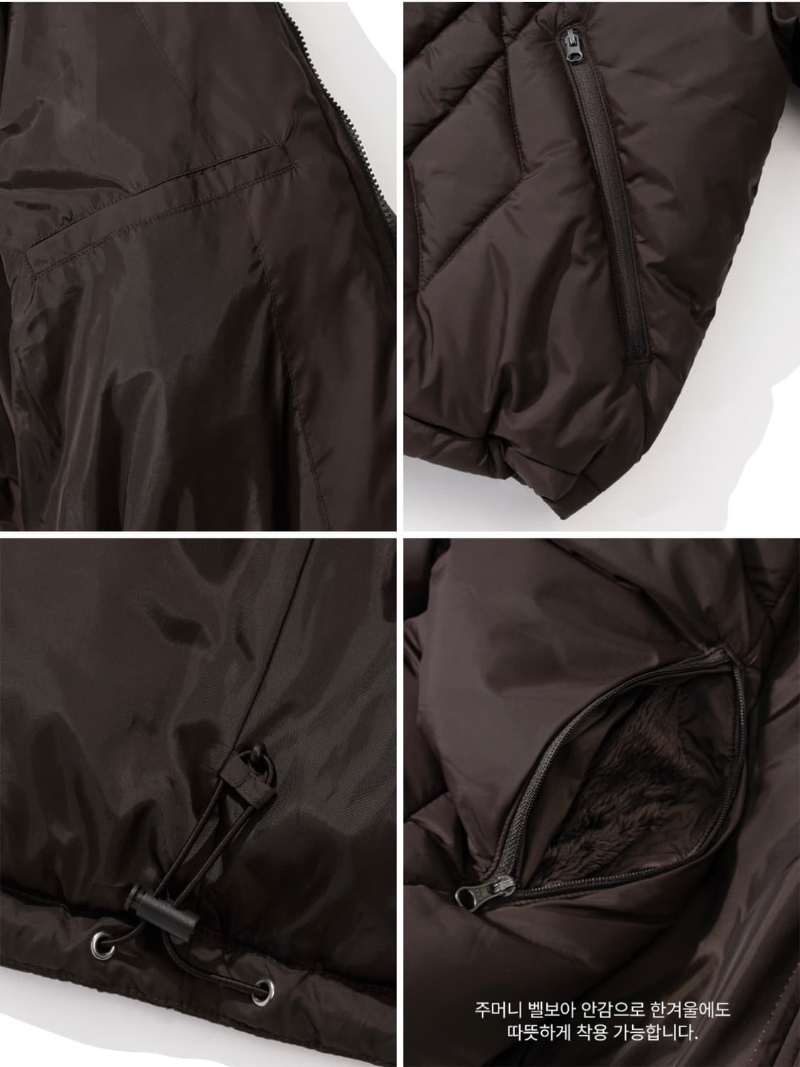 세컨모놀로그 아가일 체크 퀼팅 크롭 패딩 점퍼 브라운 상품이미지4