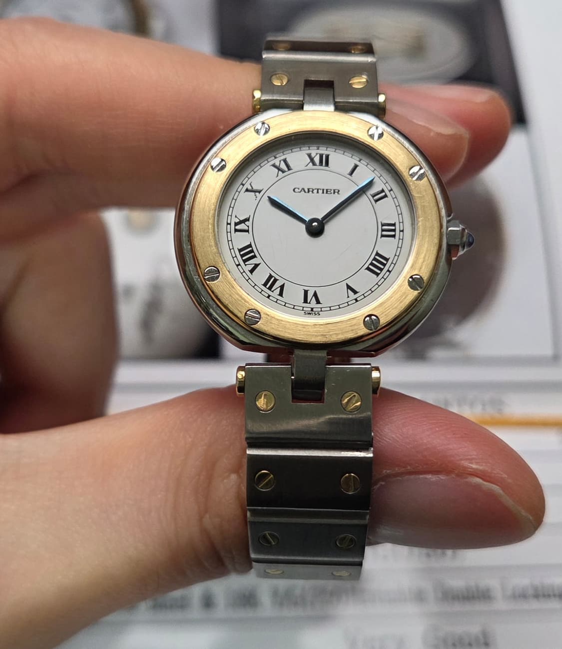 까르띠에 산토스 화이트로만 18k콤비 쿼츠 여성용 브레이슬릿 ver. ( 상품이미지3