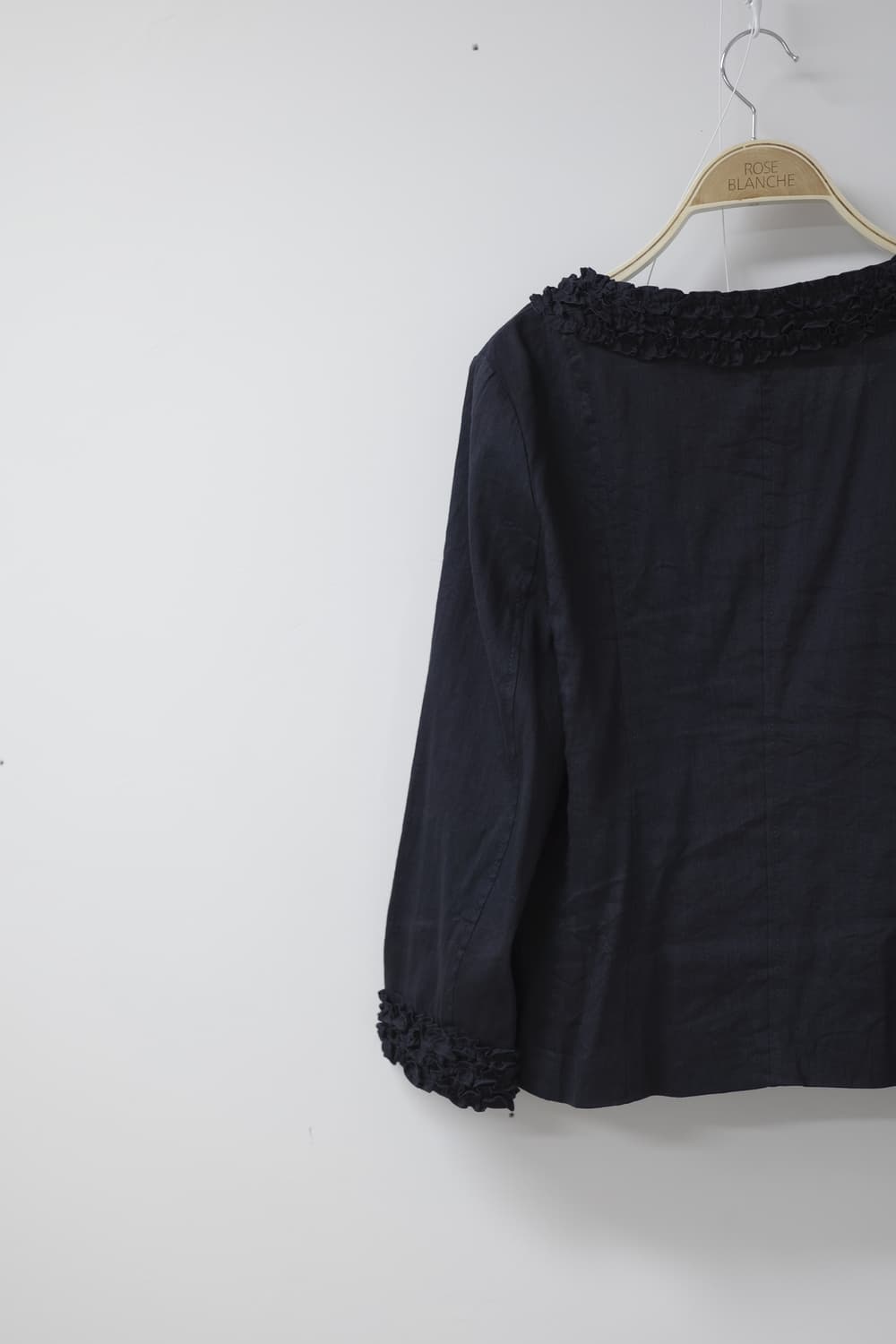 REIKO-TAKASHIMA 블랙 린넨 프릴 자켓 상품이미지9