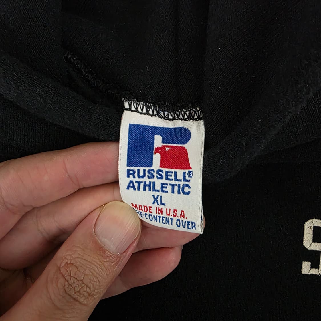 [XL] 90s 빈티지 러셀 애슬레틱 소프트볼 10 후드 블랙 굿컨디션 상품이미지6