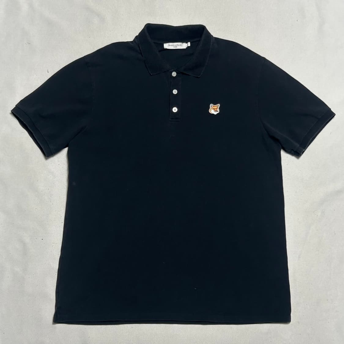 XXL 메종키츠네 폭스헤드  블랙 카라 반팔티 상품이미지2