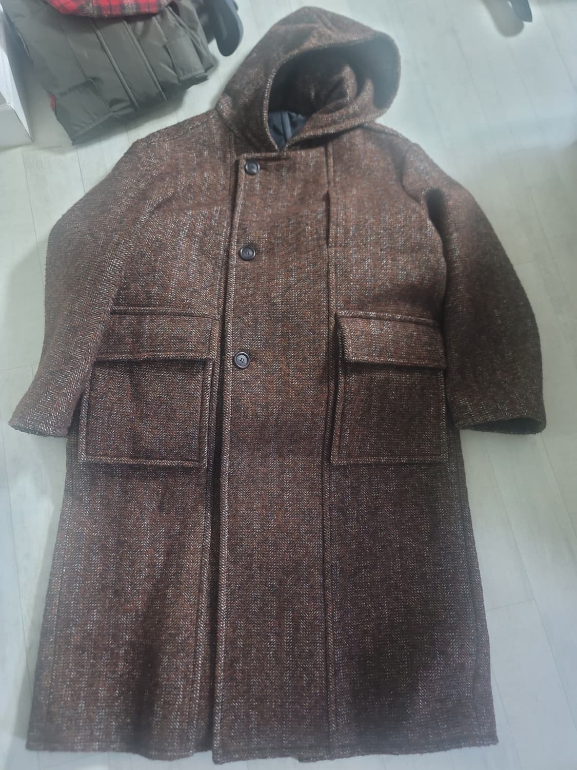 메종미네드 비엘라 헤링본 후드 코트 S 상품이미지3