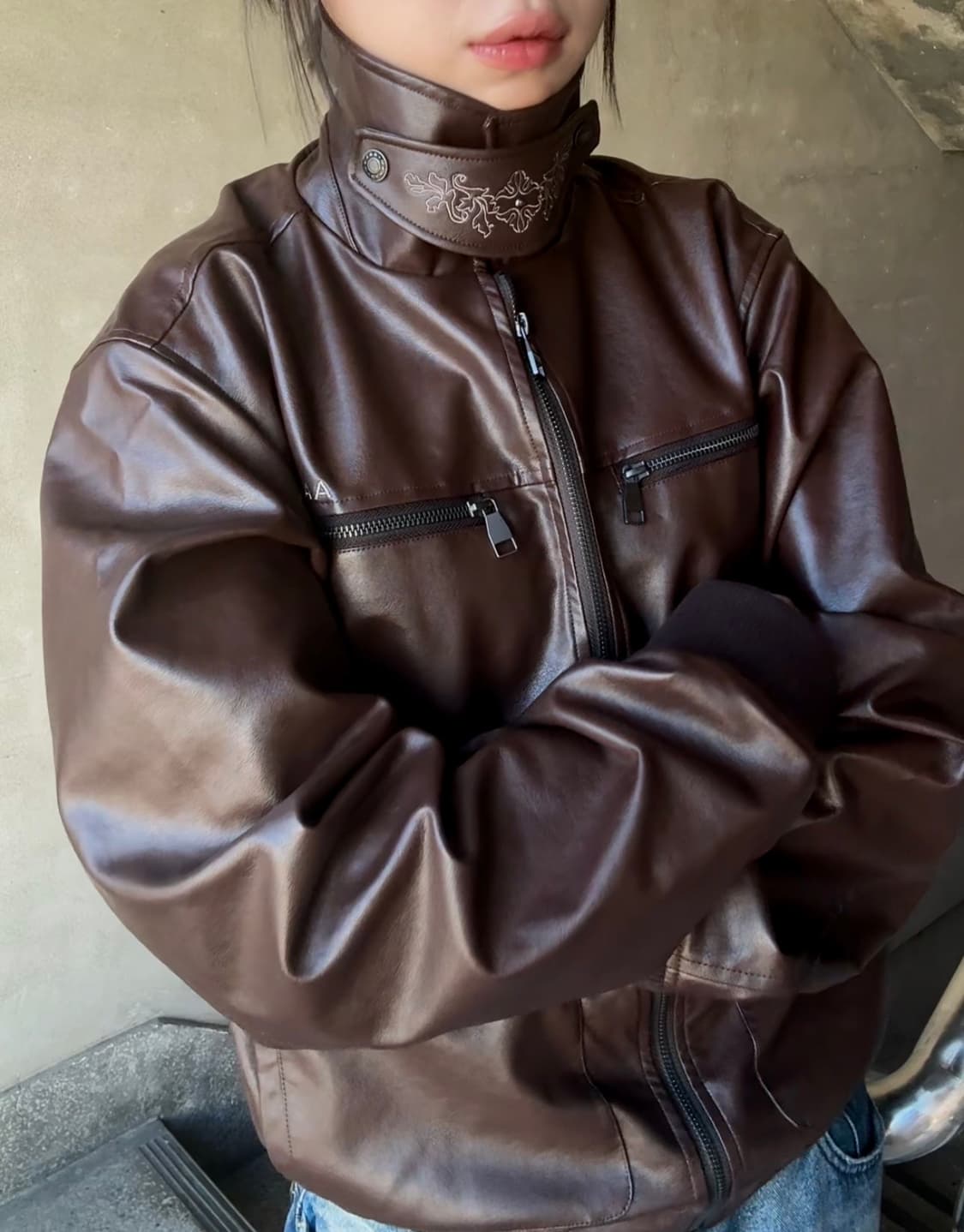 Western Collar Leather Jacket 2size 상품이미지2