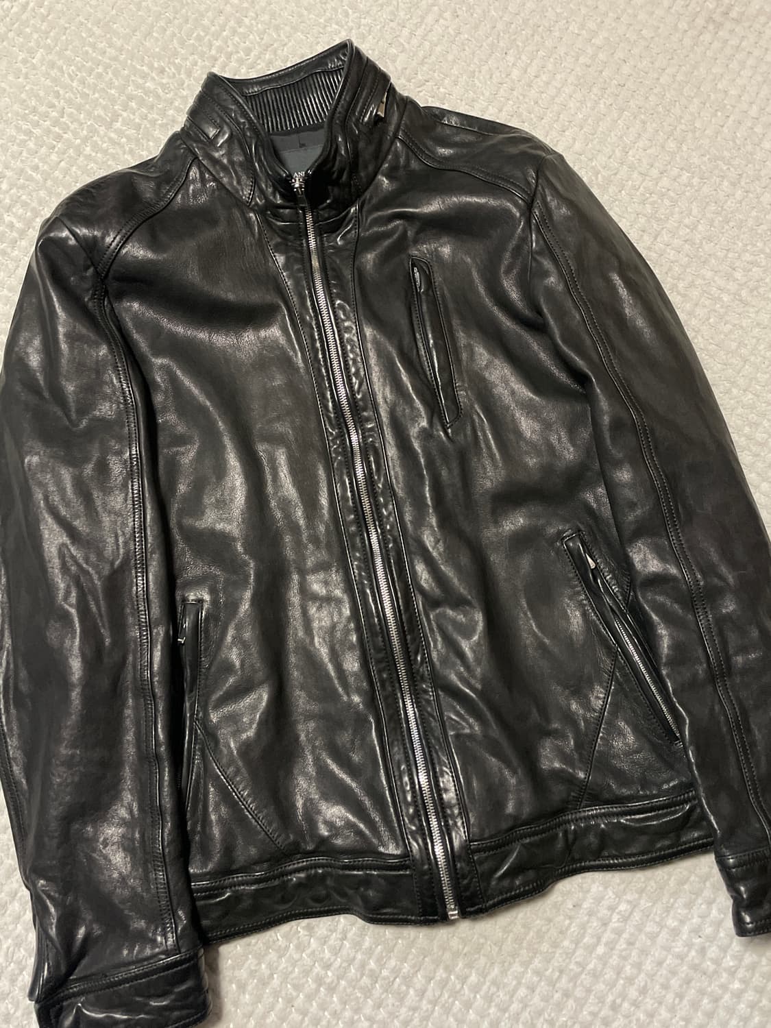 AND Z 웨스턴 무드 램스킨 양가죽 바이커 절개 레더 자켓 상품이미지6